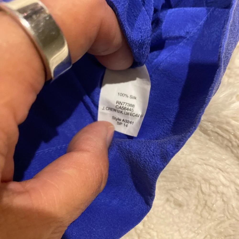 J Crew Elegant Royal Blue Women's Blouse with 3/4 sleeves size 10